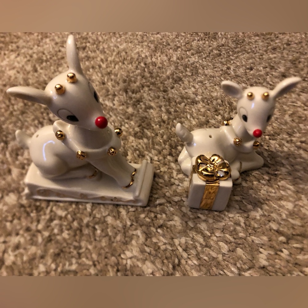 New in Box Lenox Rudolph the Red Nosed Reindeer Salt & Pepper Shakers